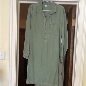Green Long Sleeve Shirt Dress